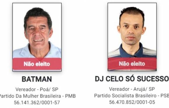 'Batman', 'Piupiu', 'Estilo raro' e 'Beiçola': veja nomes curiosos usados nas urnas por candidatos a vereador no Alto Tietê